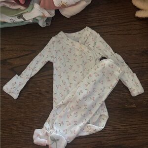 Baby Girls White Cherry-Print Two-Piece Outfit